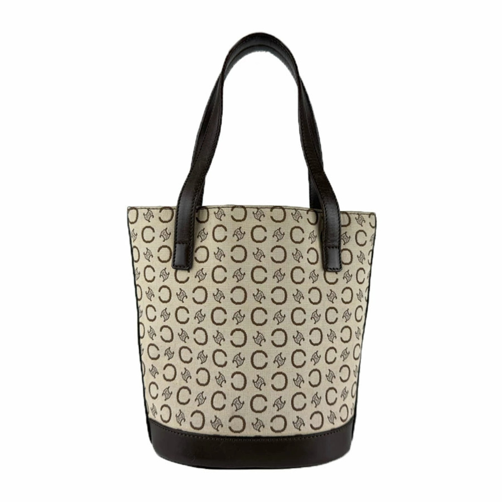 Celine handbag canvas leather beige brown